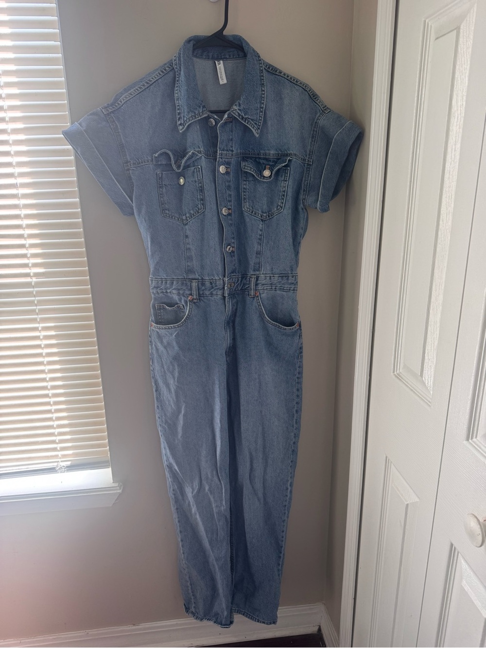 Zara 100% Cotton Denim Jumpsuit Boiler Suit M Medium 8197/117